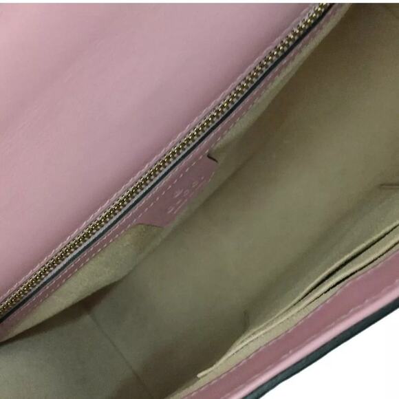 GUCCI Ssima GG Logo Padlock Leather Chain Shoulder Bag Pink - Picture 8 of 8